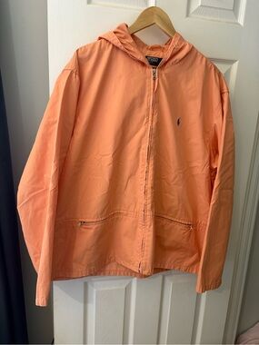 Polo Ralph Lauren RARE men’s jacket XL peach orange cotton blue pony